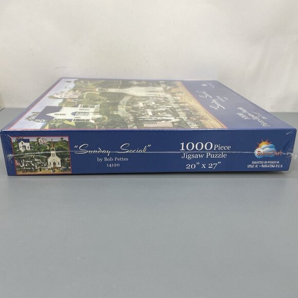 Sunday Social Bob Pettes Sunsout Ice cream Church Jigsaw Puzzle 1000 Piece 20x27 - Picture 2 of 4